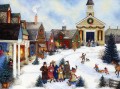 Weihnachten caroling in den Dorf Kinder